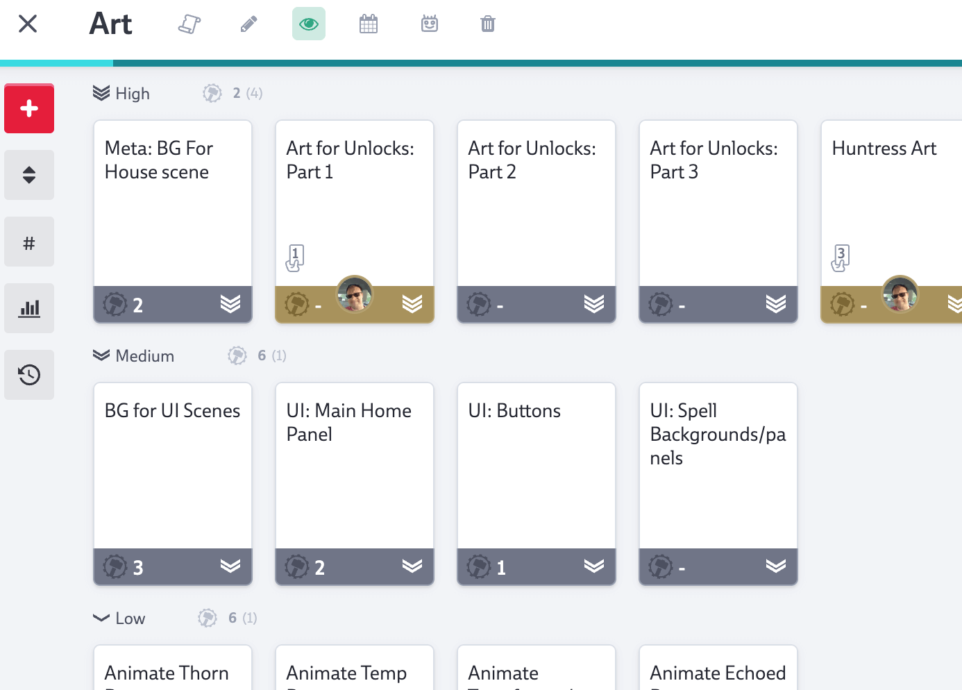 screenshot of a project management backlog